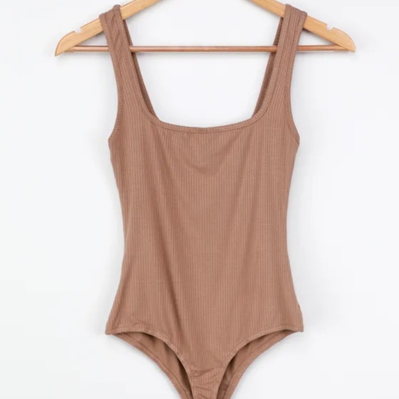 Lulus Basics Alita Tan Ribbed Sleeveless Bodysuit Beige - Size XS - Picture 6 of 7